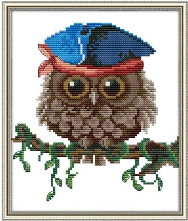 Korssting - broderipakke - ugle